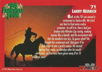 1994 Wheels Harry Gant - 33 Karat Gold #71 Larry Hedrick Back