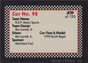 1991 Winner's Choice New England #39 Ron Lamell, Jr.'s Car Back