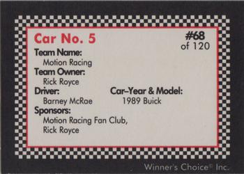 1991 Winner's Choice New England #68 Barney McRae's Car Back