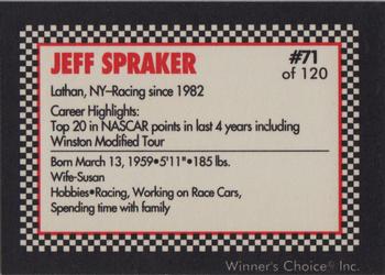 1991 Winner's Choice New England #71 Jeff Spraker Back
