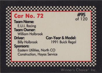 1991 Winner's Choice New England #95 Billy Holbrook's Car Back