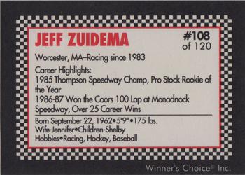 1991 Winner's Choice New England #108 Jeff Zuidema Back
