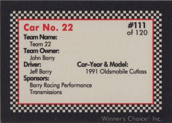 1991 Winner's Choice New England #111 Jeff Barry's Car Back