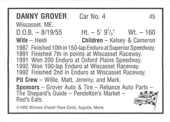 1992 Winner's Choice Mainiac #45 Danny Grover Back