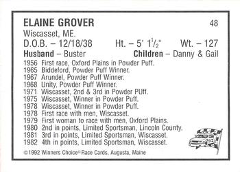 1992 Winner's Choice Mainiac #48 Elaine Grover Back