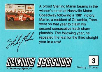 1991 Racing Legends Sterling Marlin #3 Sterling Marlin Back