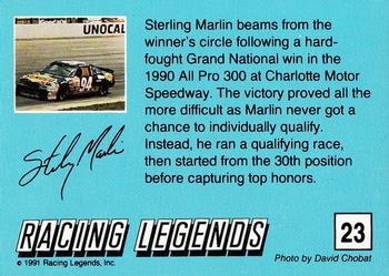 1991 Racing Legends Sterling Marlin #23 Sterling Marlin Back
