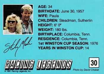 1991 Racing Legends Sterling Marlin #30 Sterling Marlin / Paula Marlin / Steadman Marlin / Sutherlin Marlin Back