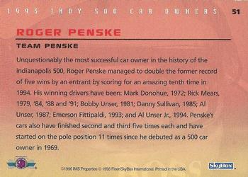 1996 SkyBox Indy 500 #51 Roger Penske Back