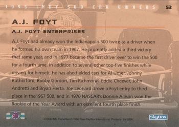 1996 SkyBox Indy 500 #53 A.J. Foyt Back