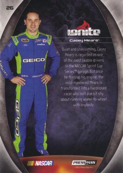 2012 Press Pass Ignite - Color Proof Cyan #26 Casey Mears Back