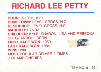 1989-92 Racing Champions Stock Car #01169 Richard Petty Back