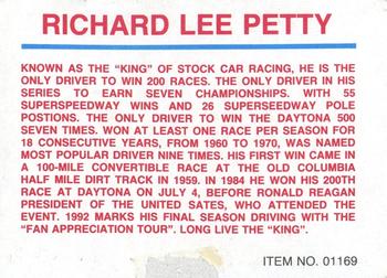 1989-92 Racing Champions Stock Car #01169 Richard Petty Back