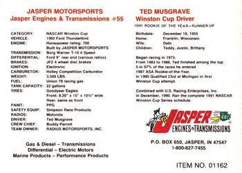 1989-92 Racing Champions Stock Car #01162 Ted Musgrave Back