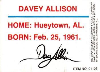 1993 Racing Champions Stock Car #01106 Davey Allison Back