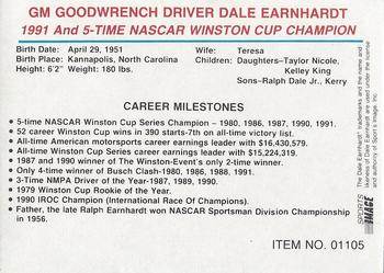 1993 Racing Champions Stock Car #01105 Dale Earnhardt Back