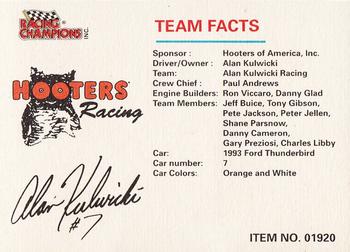 1993 Racing Champions Stock Car #01920 Alan Kulwicki Back