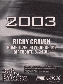 2003 Racing Champions #03-03 Ricky Craven Back