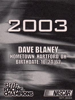 2003 Racing Champions #03-13 Dave Blaney Back