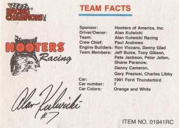 1991-92 Racing Champions Exclusives #01941RC Alan Kulwicki Back