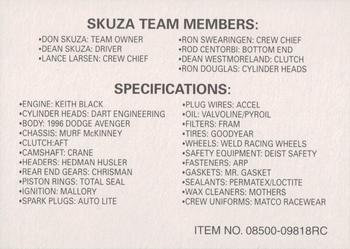 1996 Racing Champions Exclusives #08500-09818RC Dean Skuza Back