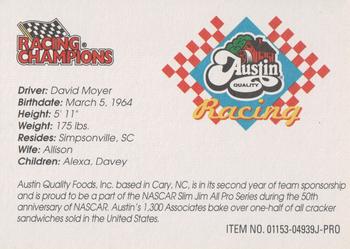 1998 Racing Champions Exclusives #01153-04939J-PRO David Moyer Back