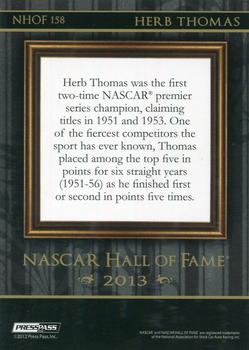 2013 Press Pass Ignite - NASCAR Hall of Fame Blue #NHOF 158 Herb Thomas Back