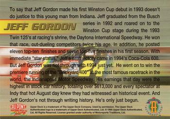 1994 Upper Deck Authenticated Salutes #NNO Jeff Gordon Back