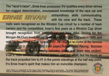 1994 Upper Deck Authenticated Salutes #NNO Ernie Irvan Back
