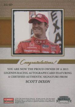 2013 Press Pass Legends - Autographs Blue #LG-SD Scott Dixon Back