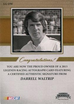 2013 Press Pass Legends - Autographs Gold #LG-DW Darrell Waltrip Back