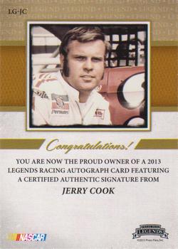 2013 Press Pass Legends - Autographs Silver #LG-JC Jerry Cook Back