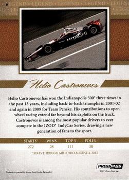 2013 Press Pass Legends - Gold #6 Helio Castroneves Back
