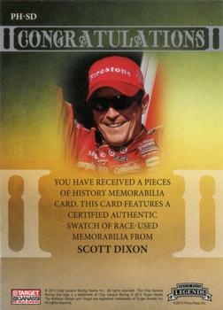 2013 Press Pass Legends - Pieces of History Memorabilia Gold #PH-SD Scott Dixon Back