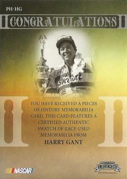 2013 Press Pass Legends - Pieces of History Memorabilia Gold #PH-HG Harry Gant Back