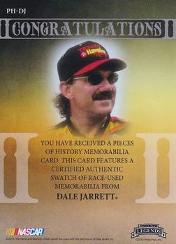 2013 Press Pass Legends - Pieces of History Memorabilia Gold #PH-DJ Dale Jarrett Back