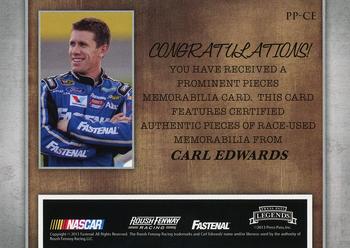 2013 Press Pass Legends - Prominent Pieces Gold #PP-CE Carl Edwards Back