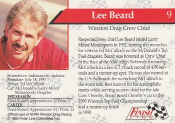1993 Finish Line NHRA #9 Lee Beard Back