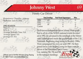 1993 Finish Line NHRA #69 Johnny West Back