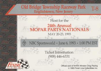 1993 Finish Line NHRA - Speedways #T-8 Old Bridge Township Back