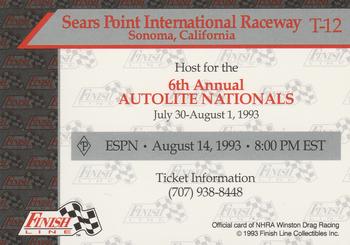 1993 Finish Line NHRA - Speedways #T-12 Sears Point Int'l Back