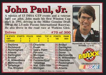 1992 Maxx (Black) #70 John Paul Jr. Back