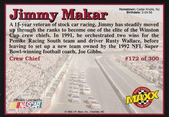 1992 Maxx (Black) #172 Jimmy Makar Back
