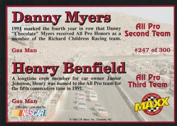 1992 Maxx (Black) #247 Danny Myers / Henry Benfield Back