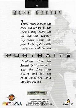 1997 Pinnacle Portraits #2 Mark Martin Back