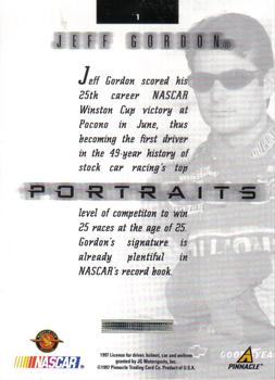 1997 Pinnacle Portraits #1 Jeff Gordon Back