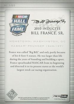 2014 Press Pass Total Memorabilia - Hall of Fame Plaques #HI 1 Bill France Sr. Back