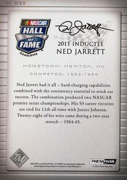 2014 Press Pass Total Memorabilia - Hall of Fame Plaques #HI 9 Ned Jarrett Back