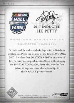 2014 Press Pass Total Memorabilia - Hall of Fame Plaques #HI 8 Lee Petty Back