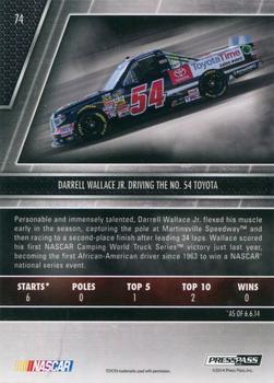 2014 Press Pass Redline - Color Proof Yellow #74 Darrell Wallace Jr. Back